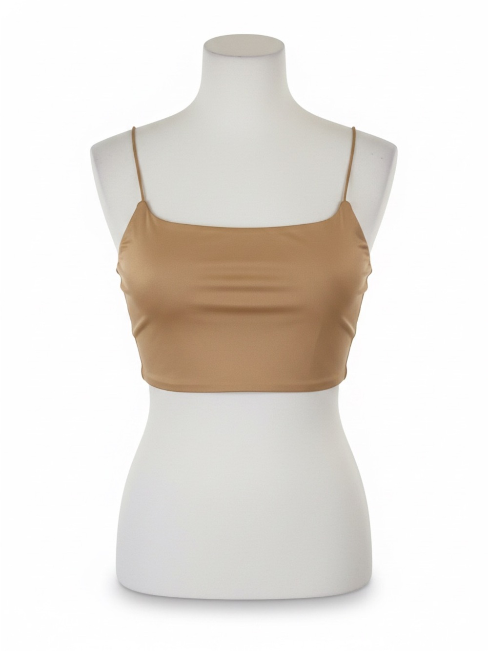 Forever 21 Camel Satin Stretch Crop Cami Top
